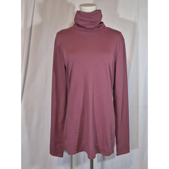 New W/Tag Peruvian Connection *IN RASPBERRY* T-Neck Top Pima Cotton Medium - Picture 2 of 8